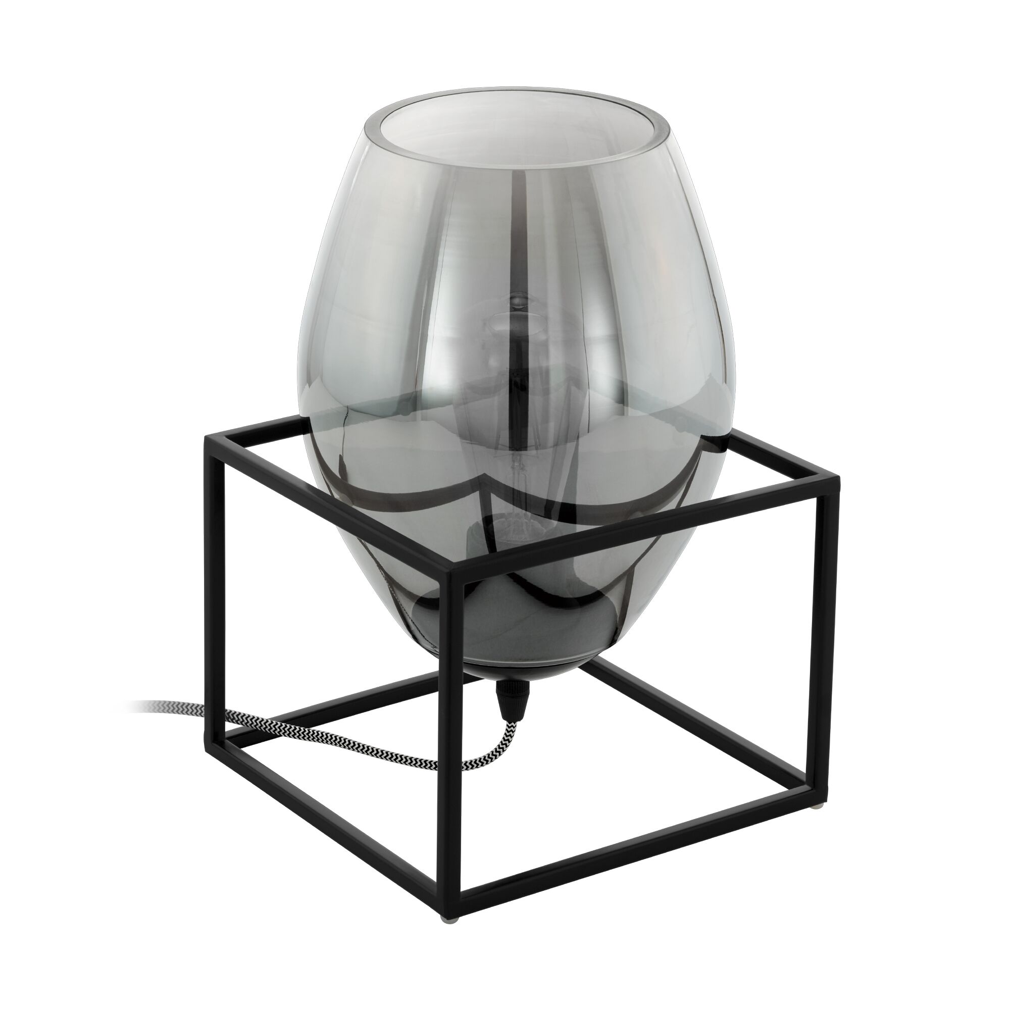 Tischleuchte Olival1 mit rauchfarbenem Glasschirm