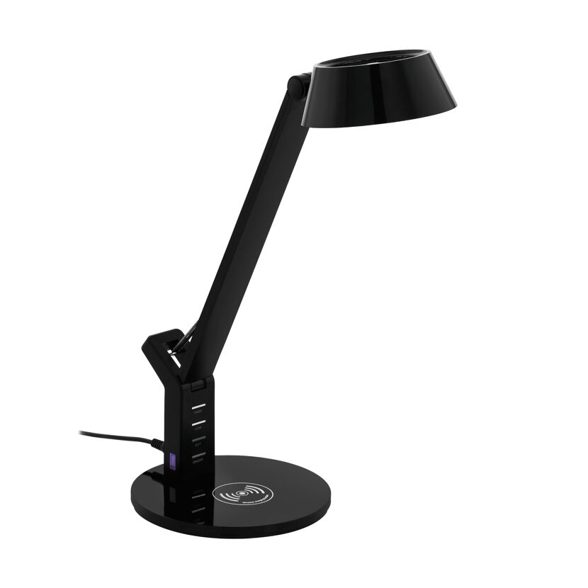 Schwarze Tischleuchte Banderalo mit Ladefunktion