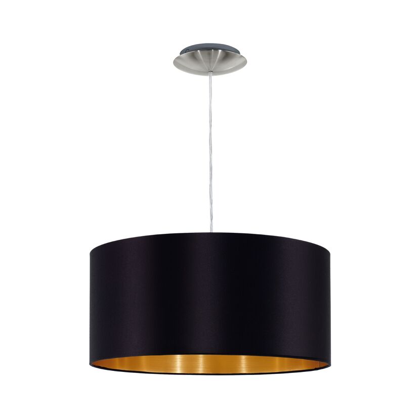 Schwarze Hängelampe mit goldenem Rand