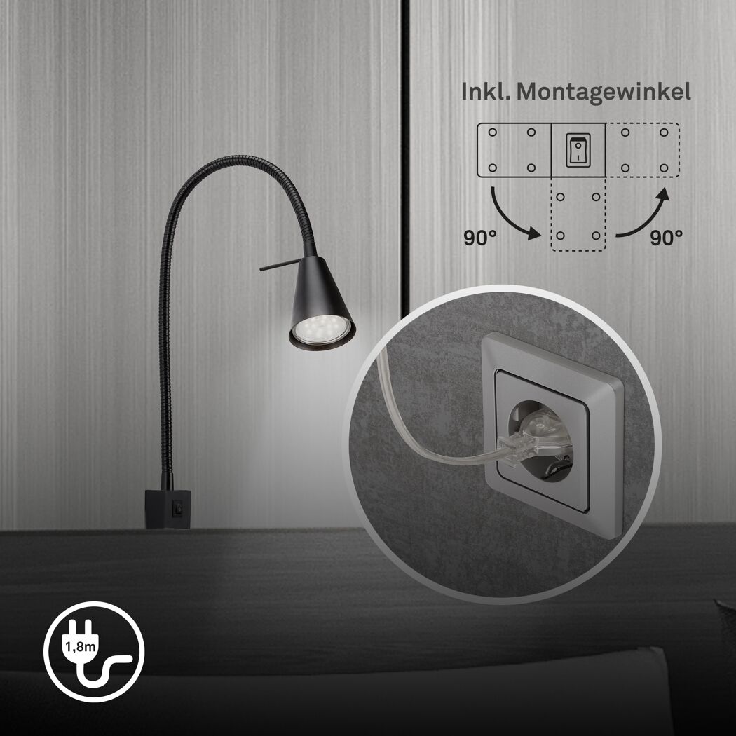 LED-Leselampe 'Tuso' GU10 5 W 400 lm warmweiß Ø 5,8 x 40,3 cm