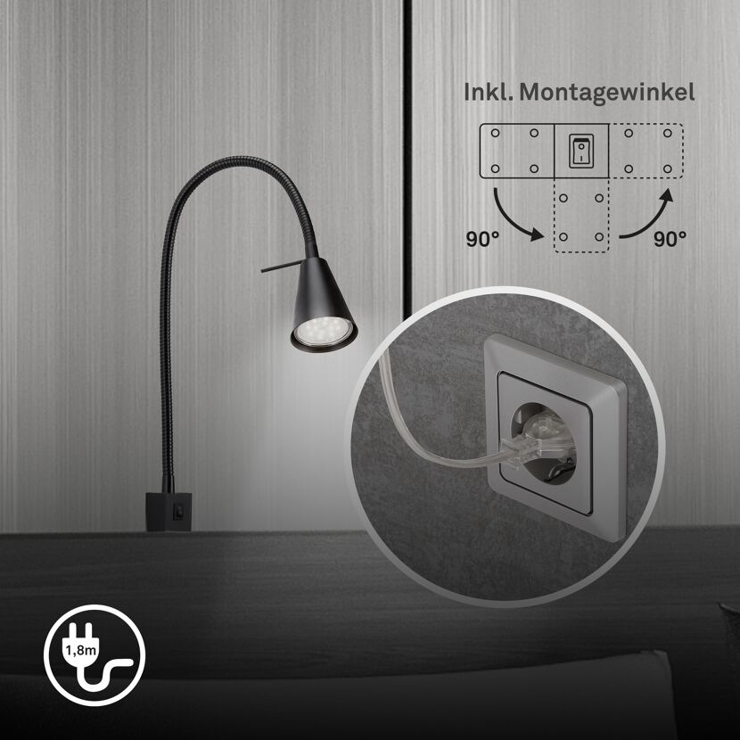 LED-Leseleuchte 'Tuso' schwarz 40,3 x 21,7 cm