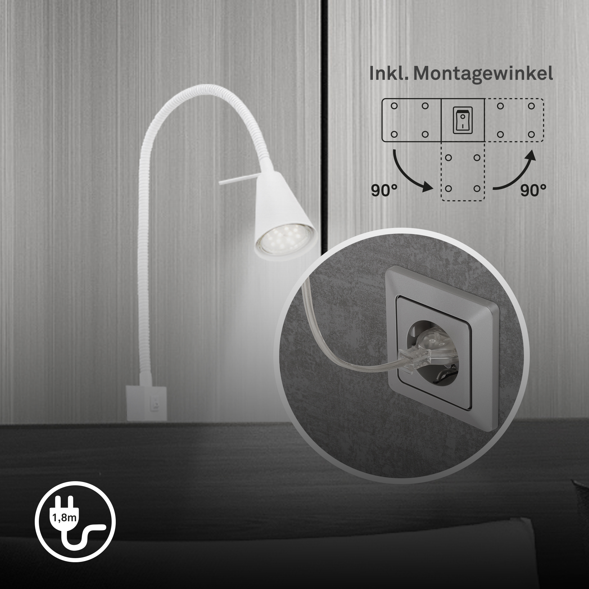LED-Leseleuchte 'Tuso' weiß 40,3 x 21,7 cm