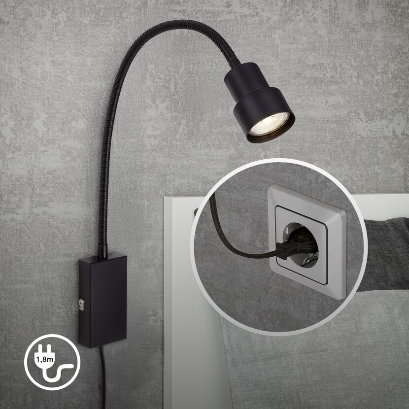 LED-Leseleuchte 'Tusi' schwarz 57,7 x 11,5 x 6 cm 400 lm, mit Touchfunktion