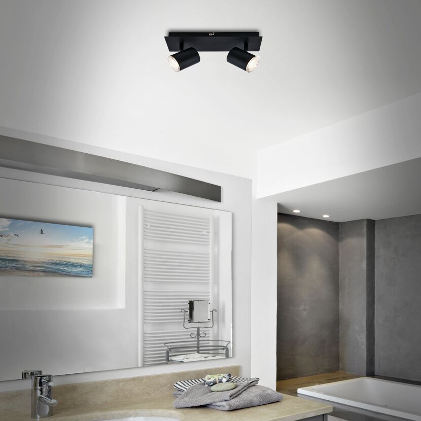LED-Spotleuchte 'Banyo' schwarz 29 x 9,9 x 11,2 cm 2-flammig