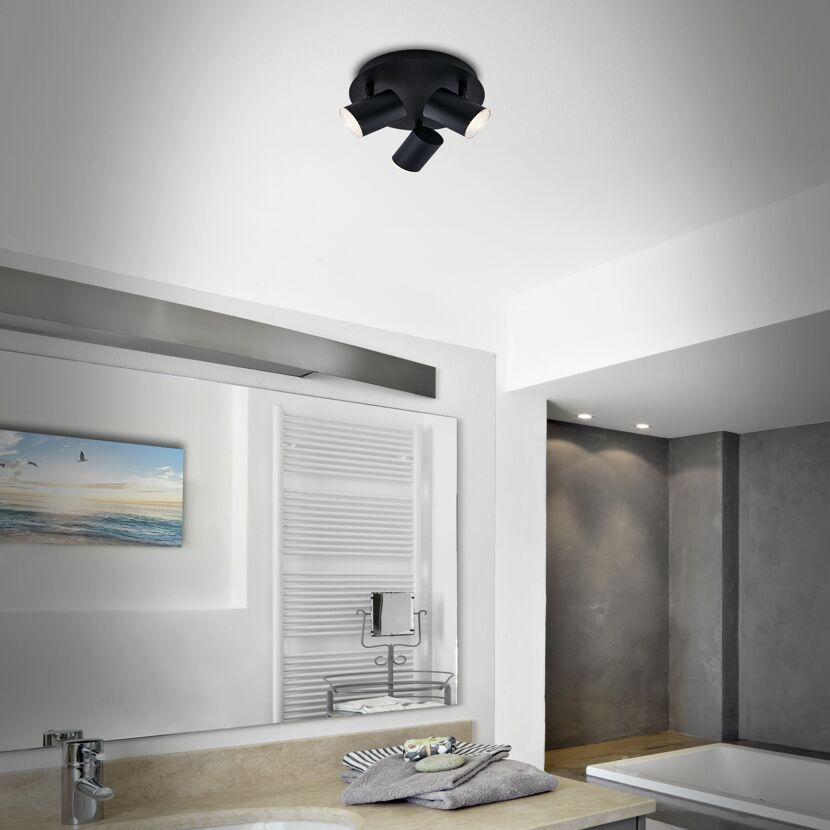 LED-Spotleuchte 'Banyo' schwarz Ø 21 x 11,2 cm 3-flammig