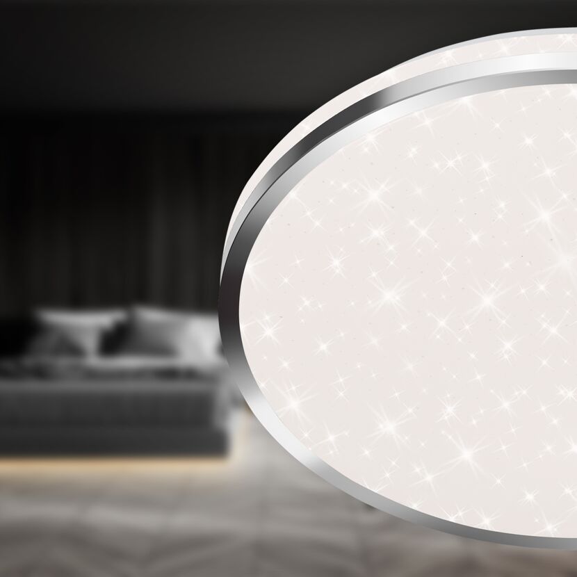 LED-Deckenleuchte 'Acorus' chromfarben/weiß Ø 33 x 6,6 cm 1800 lm, Sternenhimmeleffekt