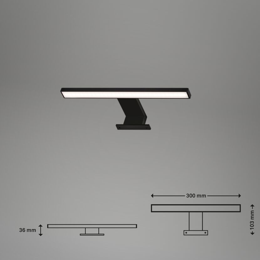 LED-Spiegelleuchte 'Dun' schwarz/weiß 30 x 10,3 x 3,6 cm 500 lm