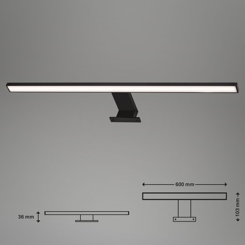 LED-Spiegelleuchte 'Dun' schwarz/weiß 60 x 10,3 x 3,6 cm 780 lm