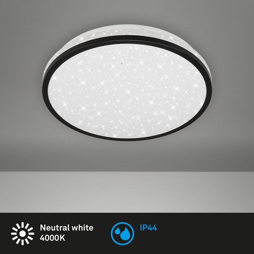 LED-Deckenleuchte 'Acorus' schwarz/weiß Ø 28 x 7 cm 1200 lm, Sternenhimmeleffekt