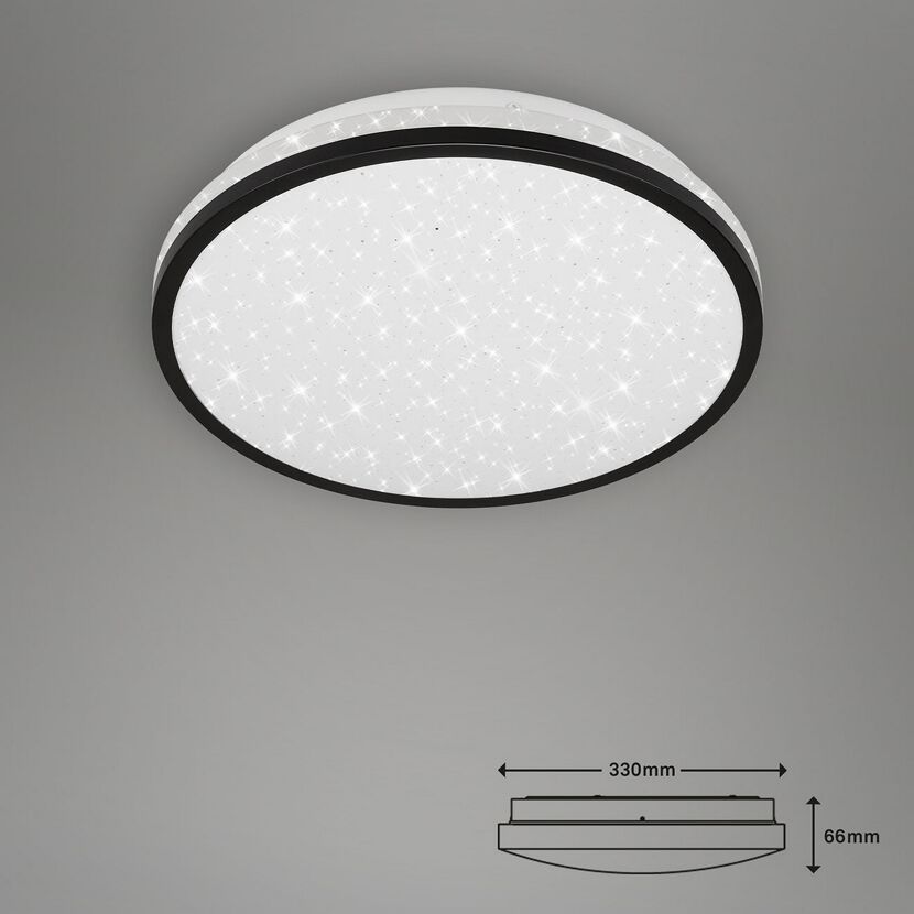 LED-Deckenleuchte 'Acorus' schwarz/weiß Ø 28 x 7 cm 1200 lm, Sternenhimmeleffekt