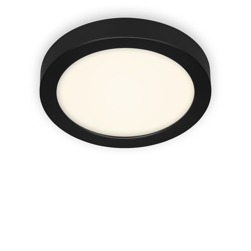 Schwarze runde Deckenleuchte mit weißem Schirm