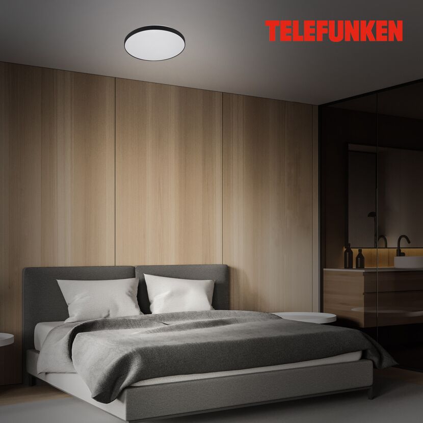 LED-Deckenleuchte 'Newa' weiß/schwarz Ø 29 x 6,3 cm, mit Bewegungsmelder