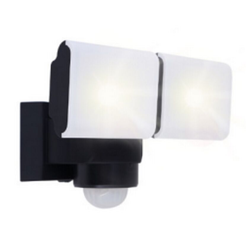 Schwarze LED-Außenleuchte mit Bewegungsmelder