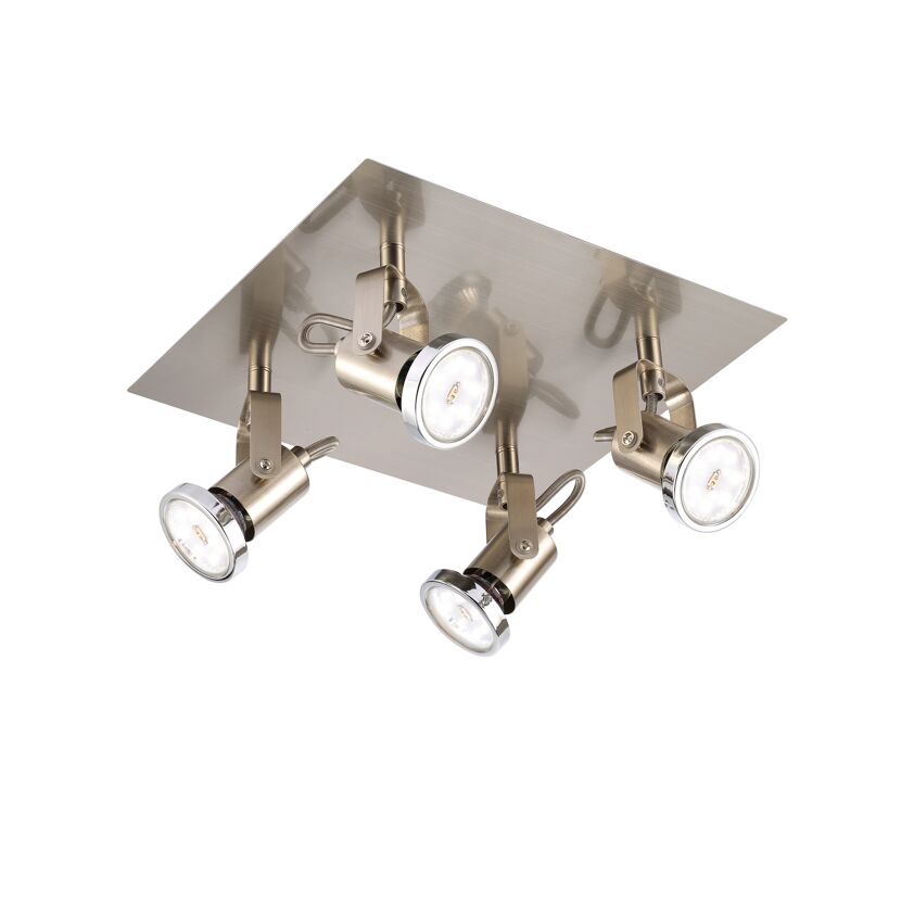 Vierflammiger LED-Strahler Nika in Nickel-matt