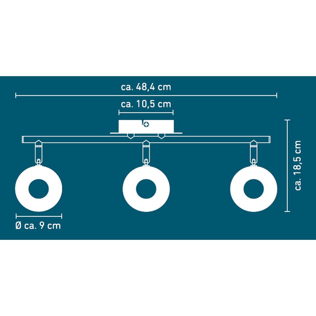 LED-Spot 'Mira' 3-flammig 4 W 450 lm warmweiß Ø 10,5 x 48,4 x 18,5 cm