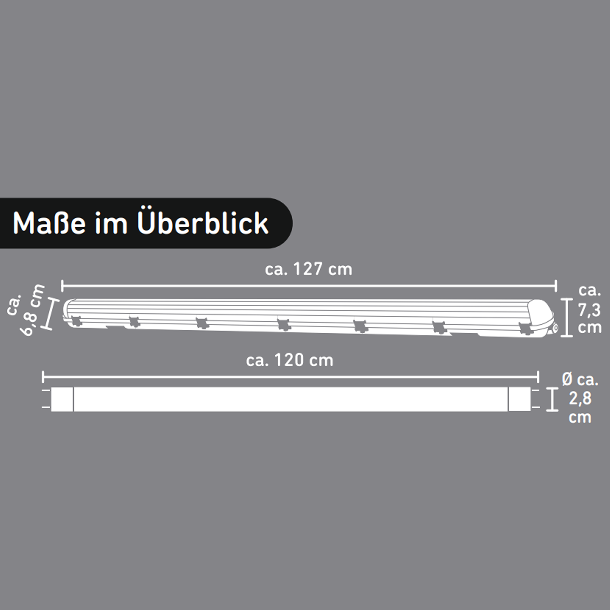 LED-Feuchtraumleuchte grau 18 W 1980 lm G13 4000 K IP 65 + product picture