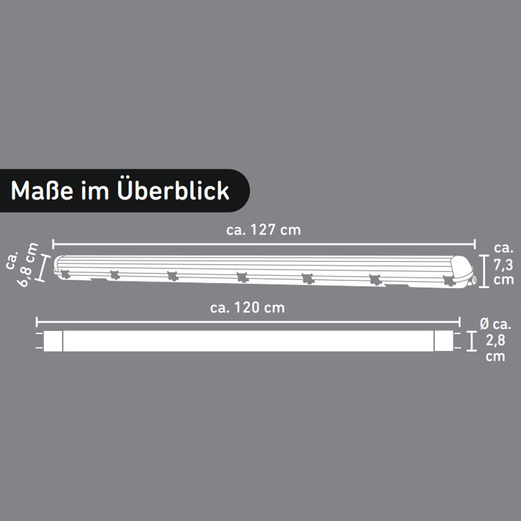 LED-Feuchtraumleuchte G13 18 W 1980 lm neutralweiß 6,8 cm