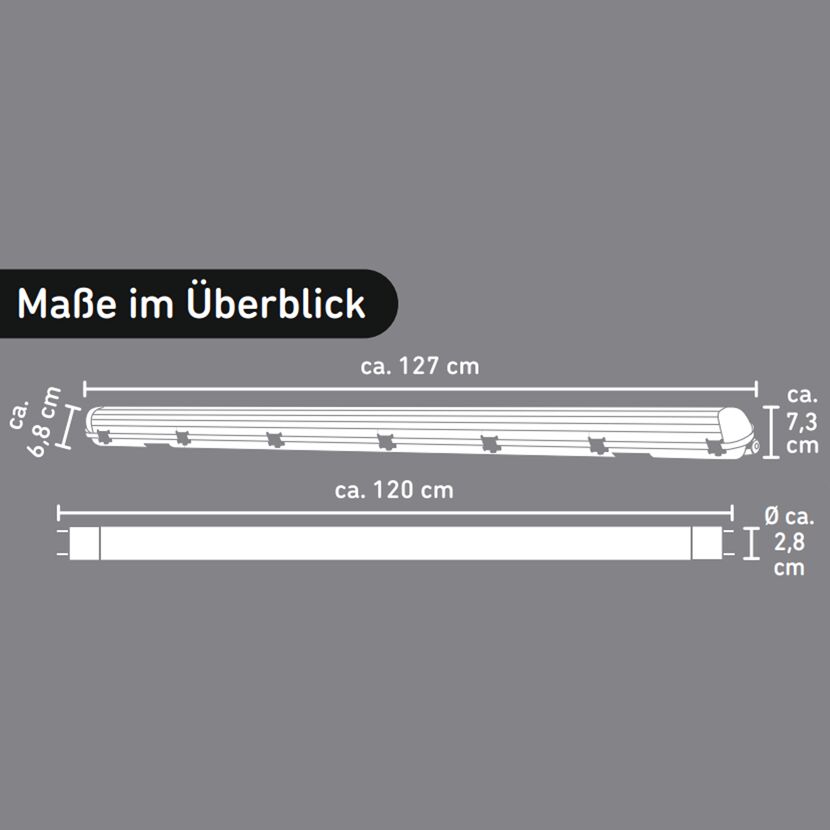 Abmessungen der LED Feuchtraumleuchte