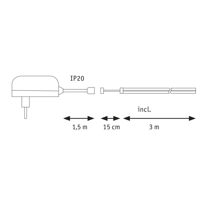 Schemazeichnung Netzteil und Zuleitungskabel