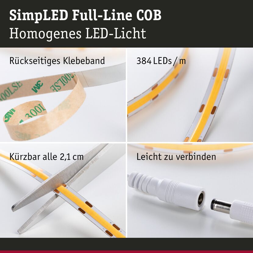 LED-Streifen-Set 'Full-Line SimpLED COB' 150 cm 7 W 750 lm 3000 K, Warmweiß