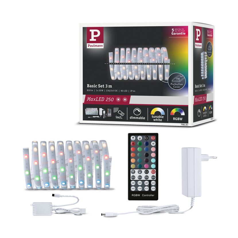 LED-Streifen-Set 'MaxLED 250' 300 cm 20 W 690 lm 3000 K, RGBW mit Fernbedienung