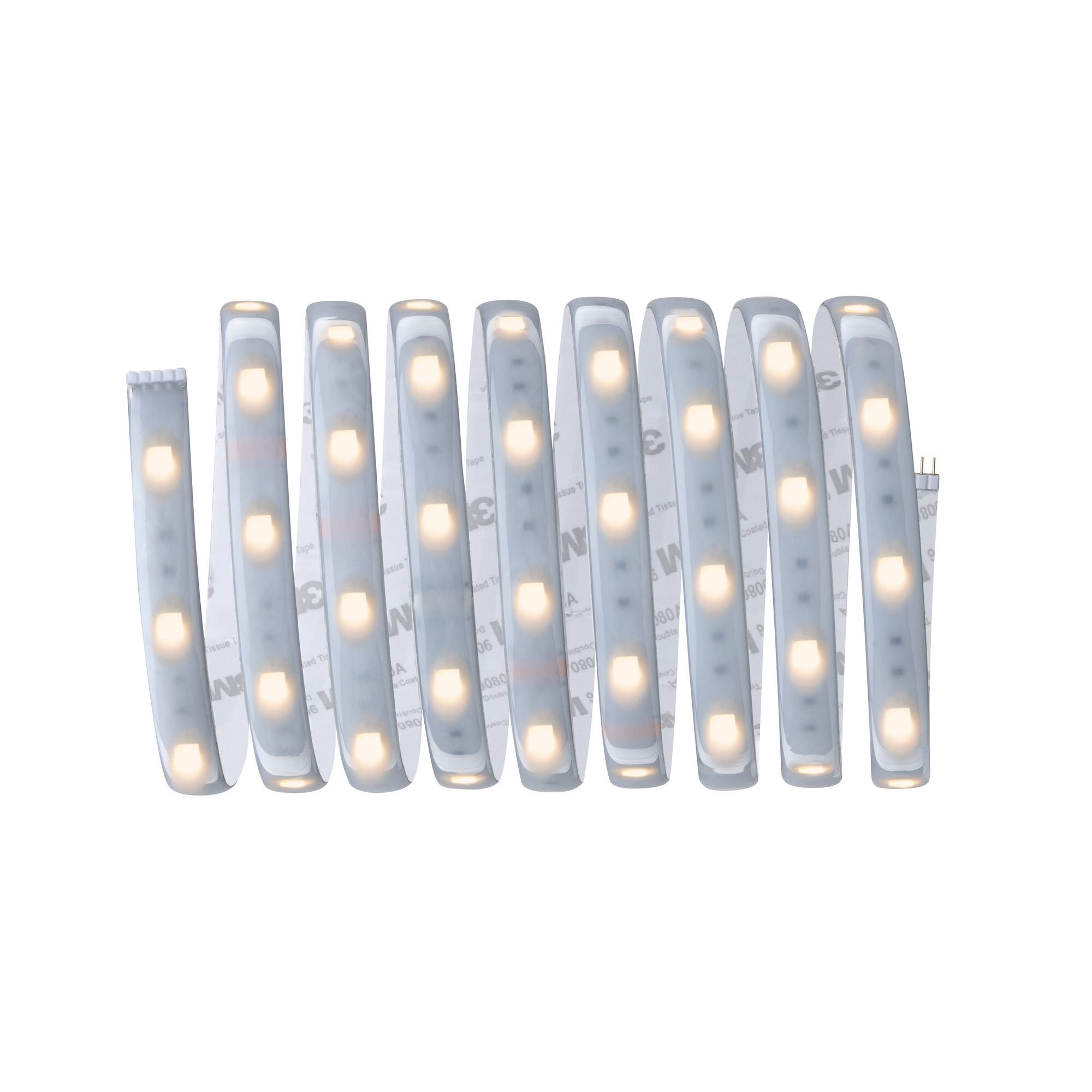 Aufgerollter LED-Strip auf weißem Hintergrund