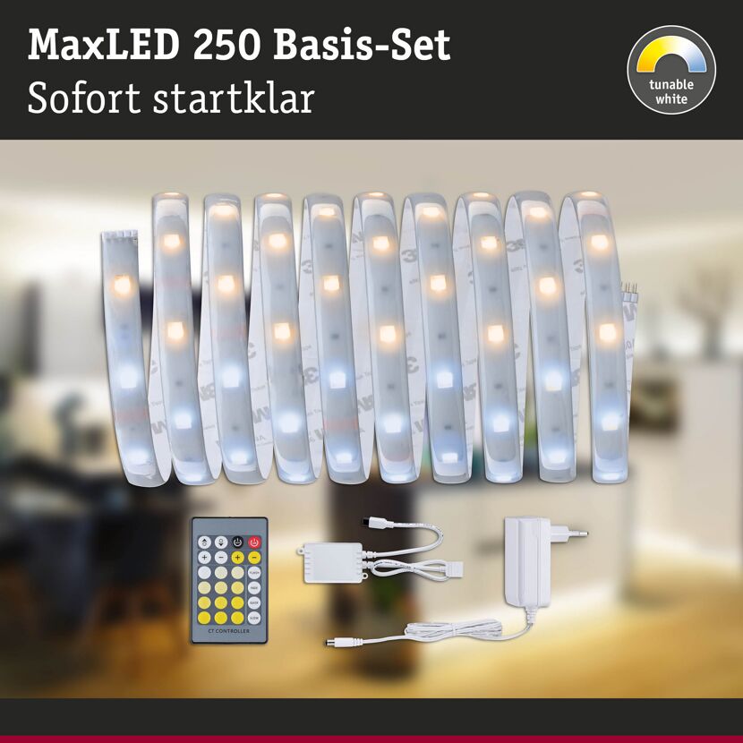 LED-Streifen-Set 'MaxLED 250' 300 cm 11 W 690 lm 2700-6500 K, Tunable White mit Fernbedienung
