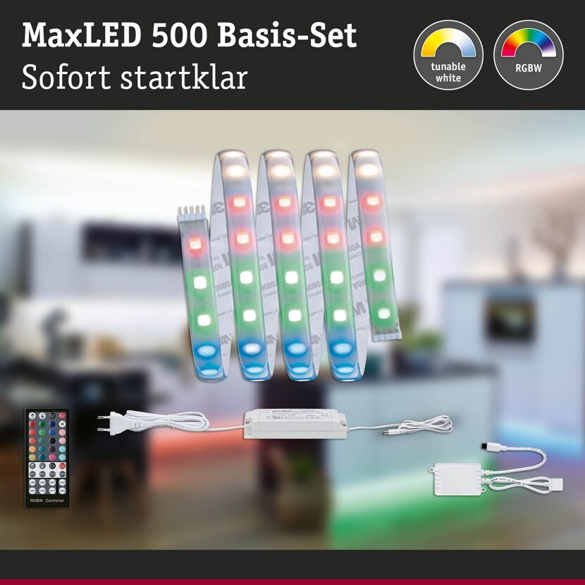 LED-Streifen-Set 'MaxLED 500' 150 cm 18 W 630 lm 3000 K, RGBW mit Fernbedienung