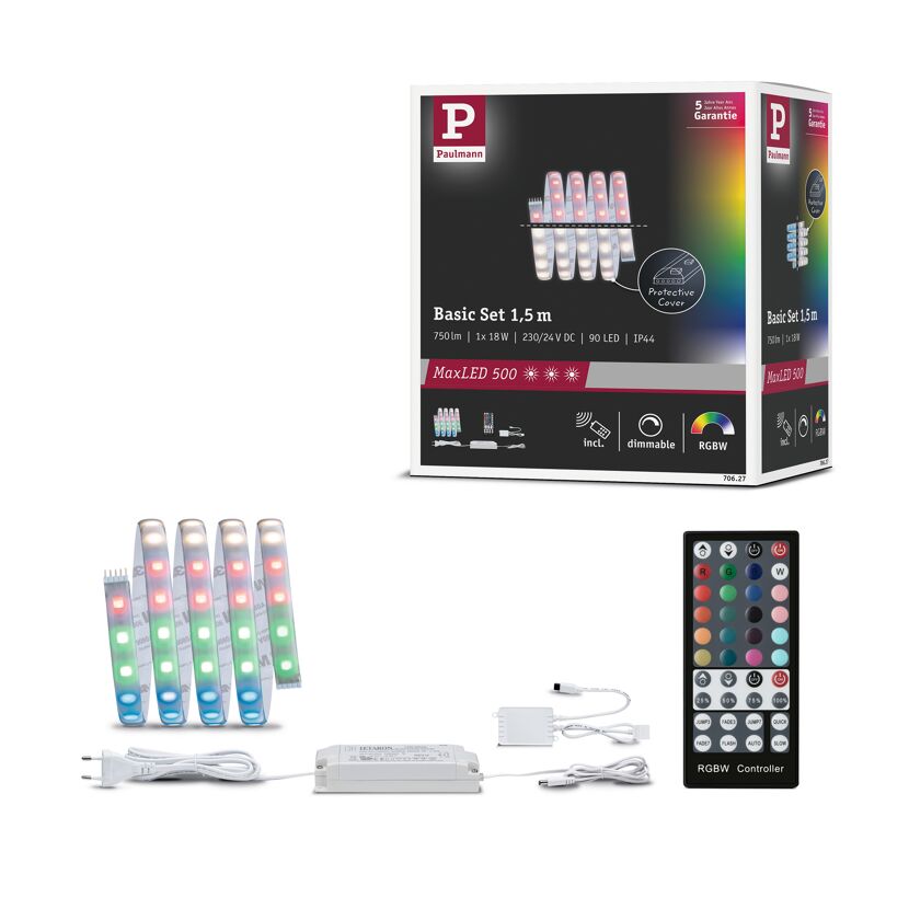 LED-Streifen-Set 'MaxLED 500' 150 cm 18 W 630 lm 3000 K, RGBW mit Fernbedienung