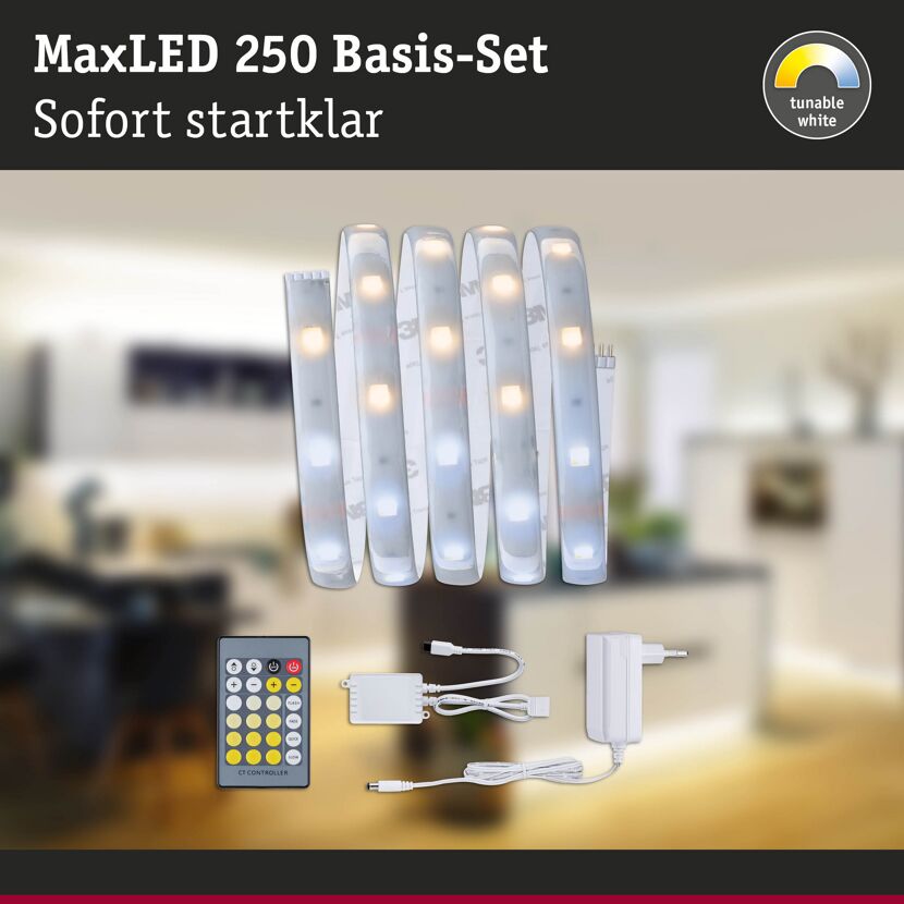 LED-Streifen-Set 'MaxLED 250' 150 cm 5,5 W 345 lm 2700-6500 K, Tunable White mit Fernbedienung