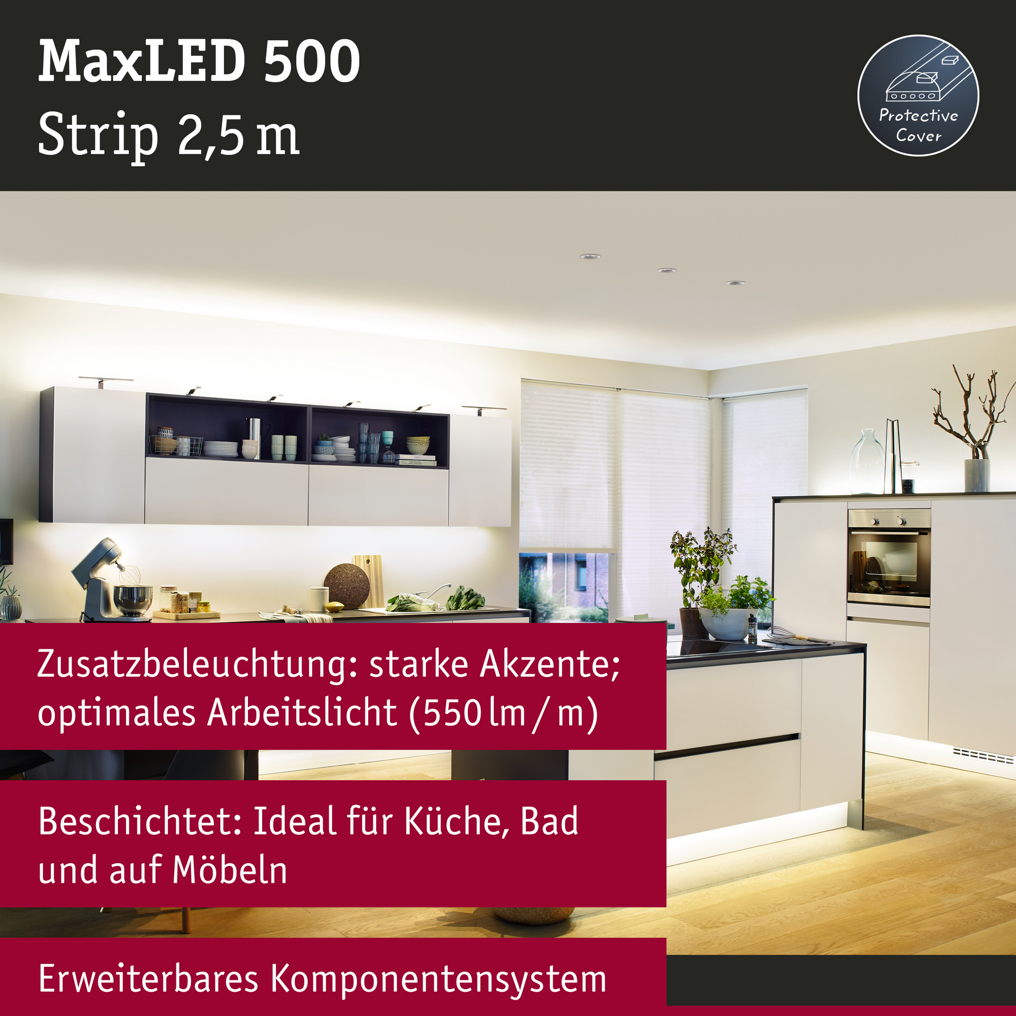 LED-Streifen 'MaxLED 500' 250 cm 15 W 1100 lm 2700 K, Warmweiß + product picture
