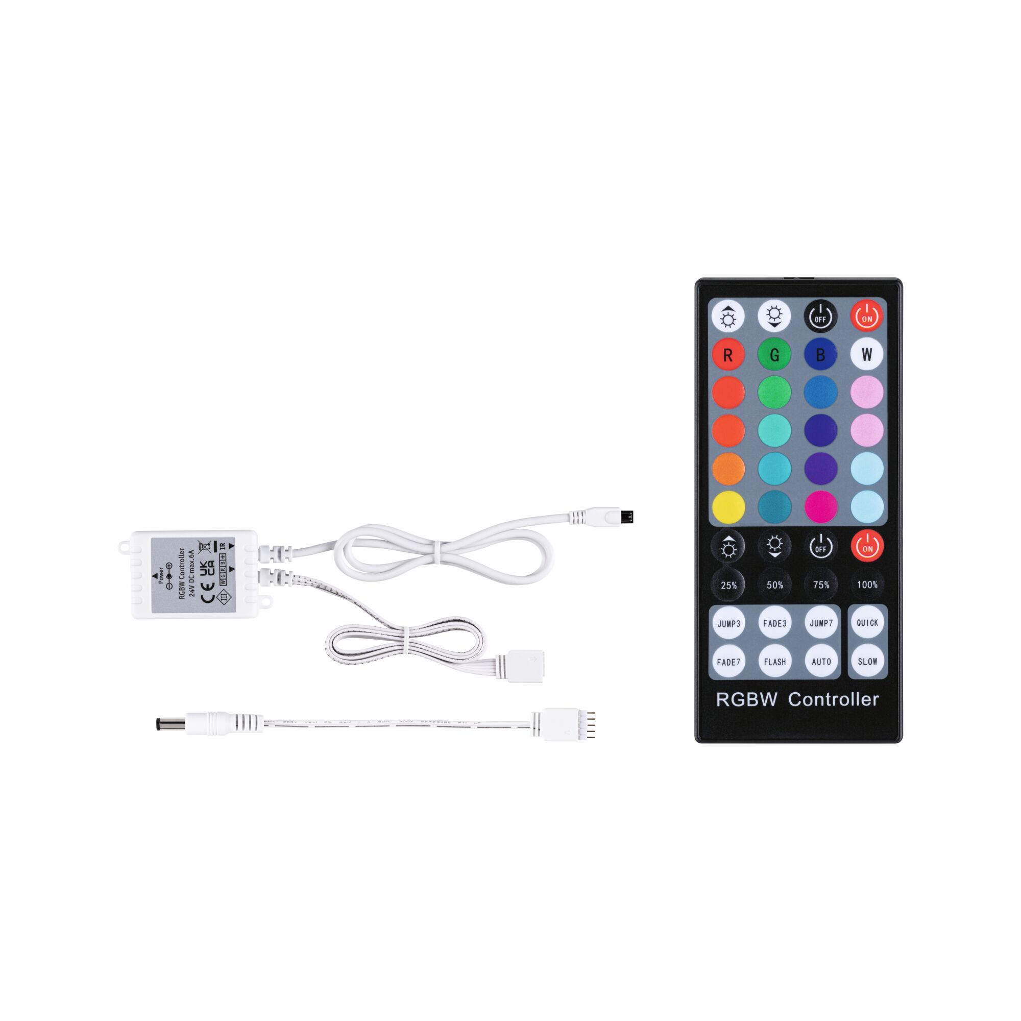 RGBW Controller mit Netzteil und Kabeln