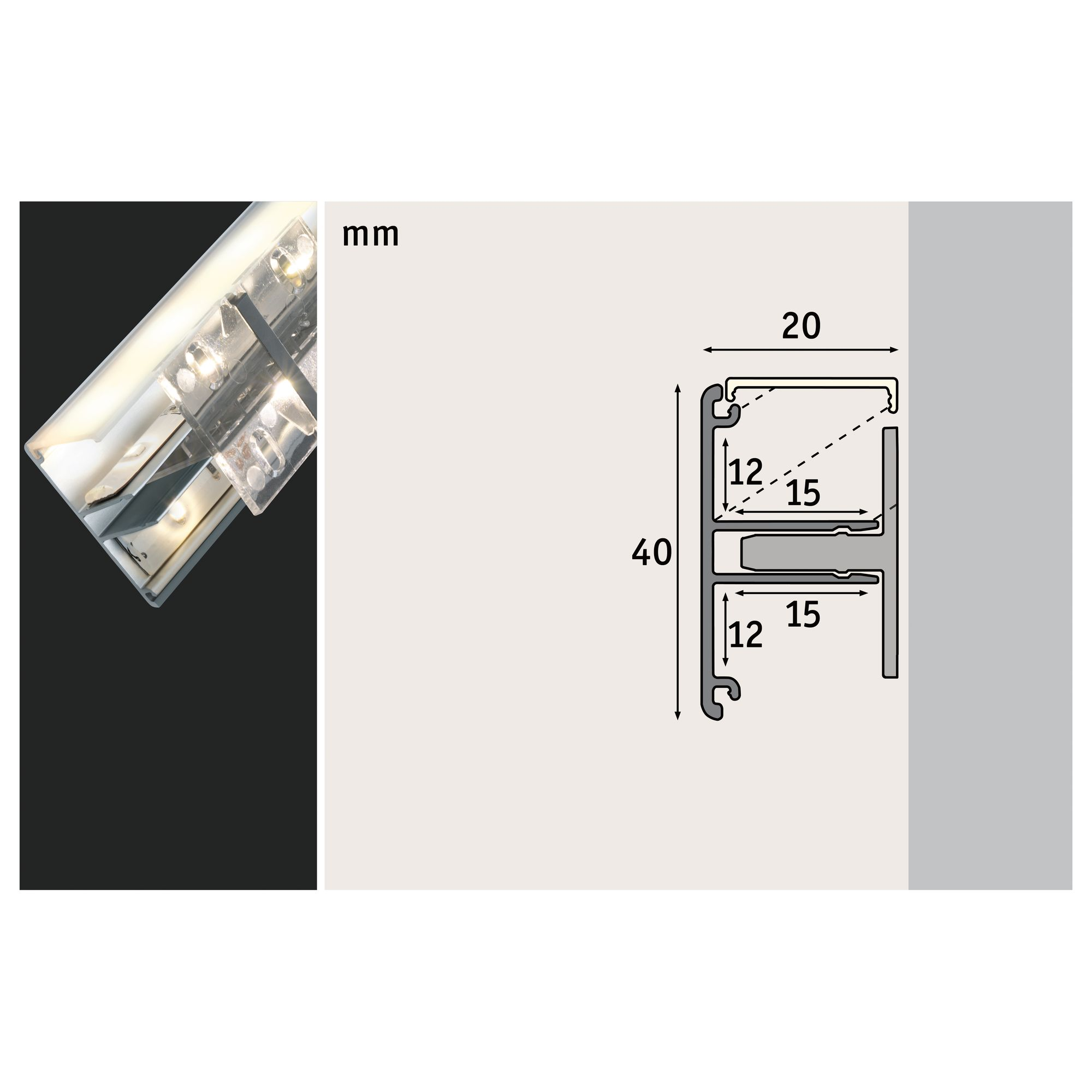 LED-Strip Profil 'Duo' 2 m Aluminium/eloxiert + product picture