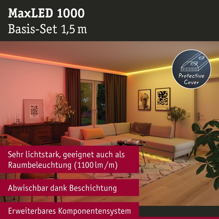 LED-Strip 'MaxLED 1000 RGBW Basisset' 1,5 m 18 W silber