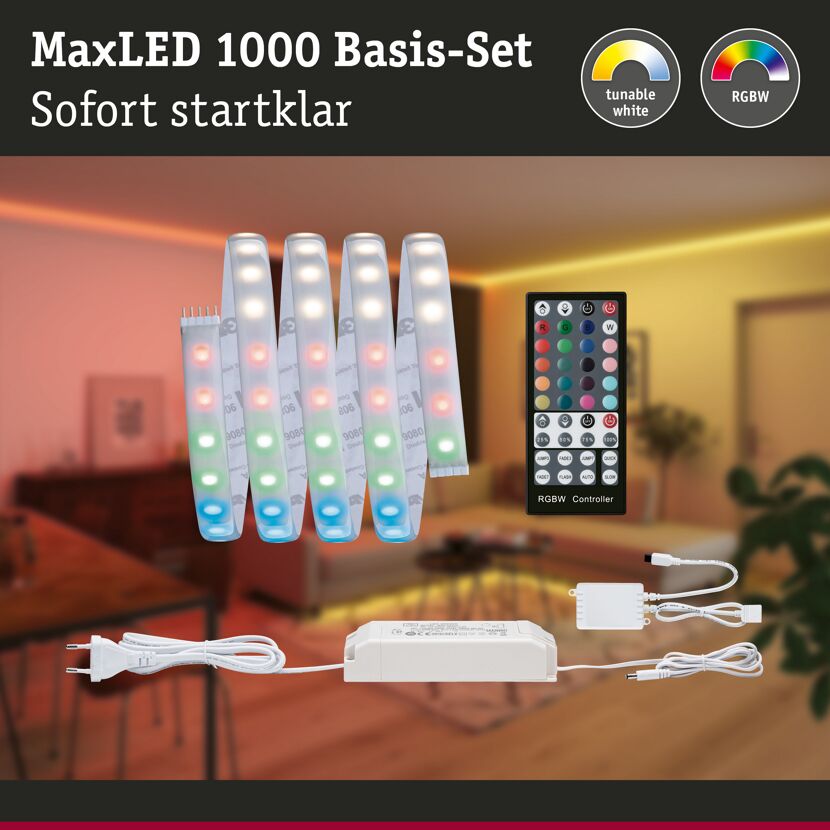 LED-Strip 'MaxLED 1000 RGBW Basisset' 1,5 m 18 W silber