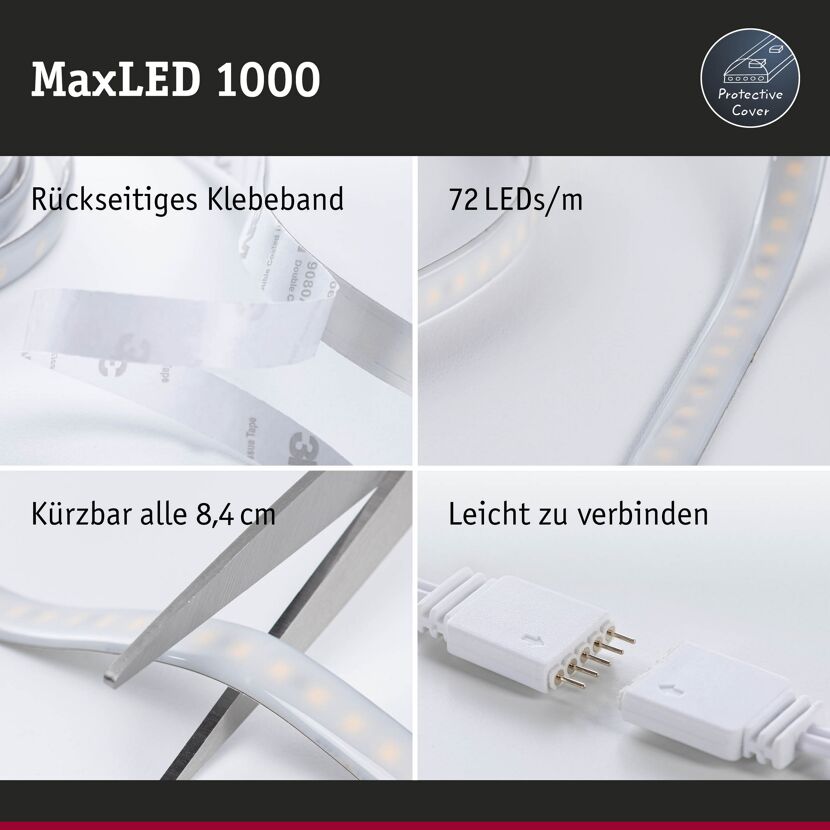 LED-Strip 'MaxLED 1000 RGBW Basisset' 1,5 m 18 W silber