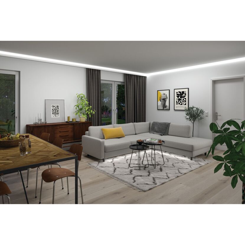 Wohnzimmer mit indirekter LED-Beleuchtung