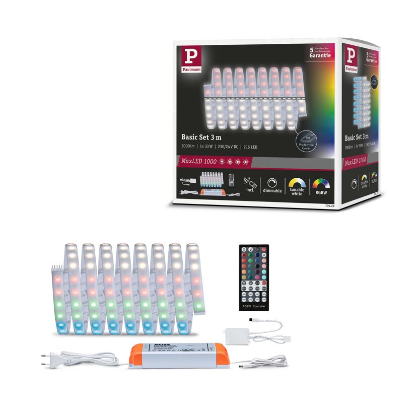 LED-Strip 'MaxLED 1000 RGBW Basisset' 3 m 33 W silber