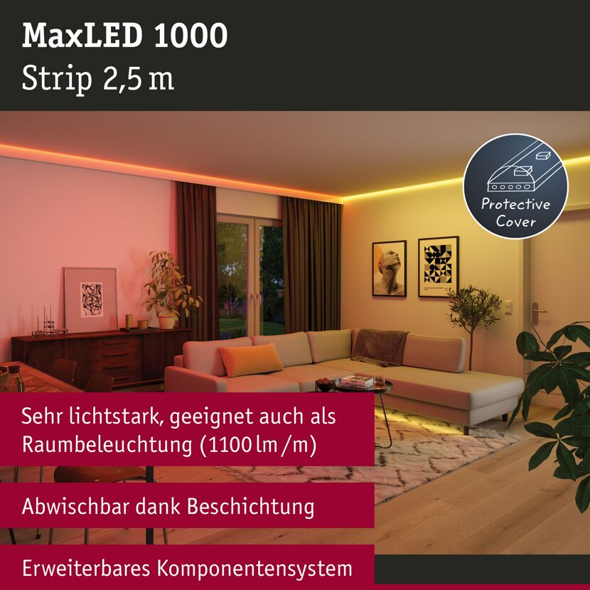 LED-Strip 'MaxLED 1000 RGBW Basisset' 2,5 m 28 W silber