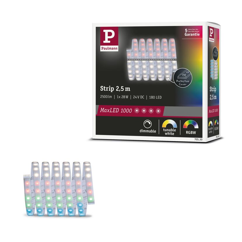 LED-Strip 'MaxLED 1000 RGBW Basisset' 2,5 m 28 W silber