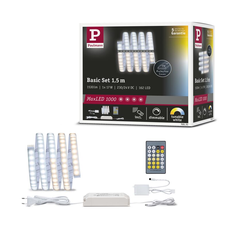 LED-Strip 'MaxLED 1000 Tunable White Basisset' 1,5 m 12 W silber