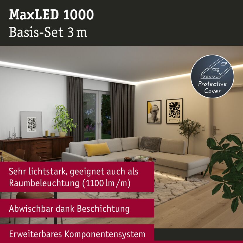 LED-Strip 'MaxLED 1000 Tunable White Basisset' 3 m 32 W silber