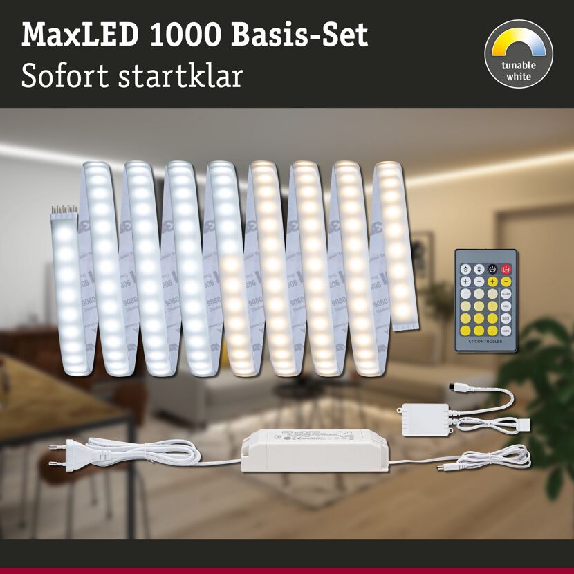 LED-Strip 'MaxLED 1000 Tunable White Basisset' 3 m 32 W silber