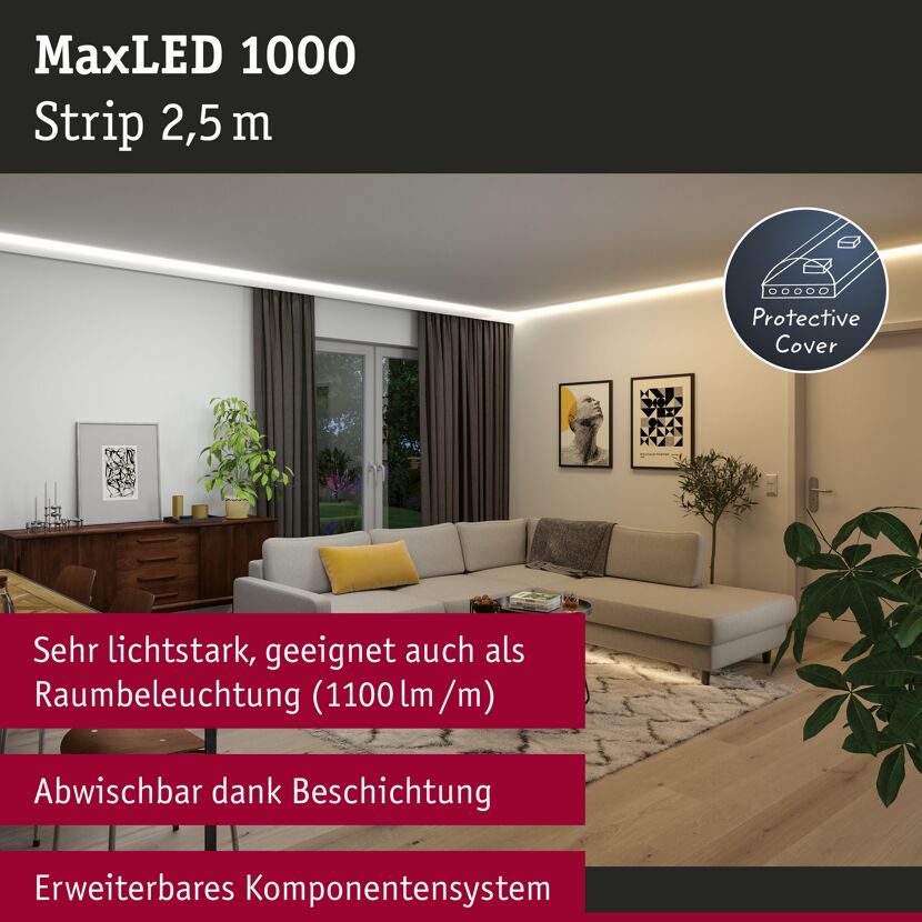 LED-Strip 'MaxLED 1000 Tunable White Basisset' 2,5 m 27 W silber