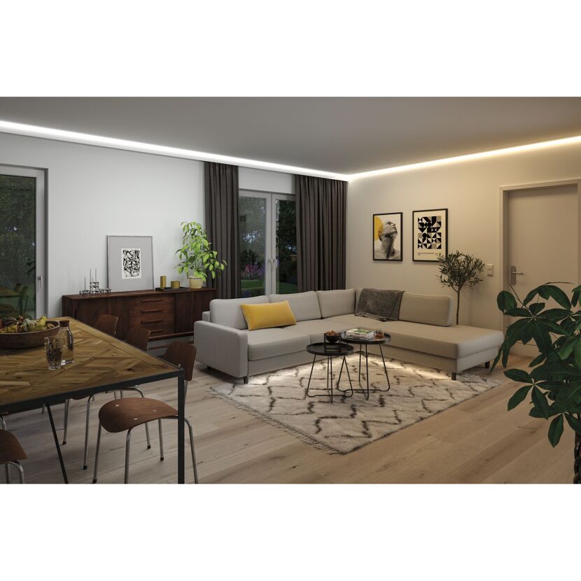 Wohnzimmer mit indirekter LED-Beleuchtung