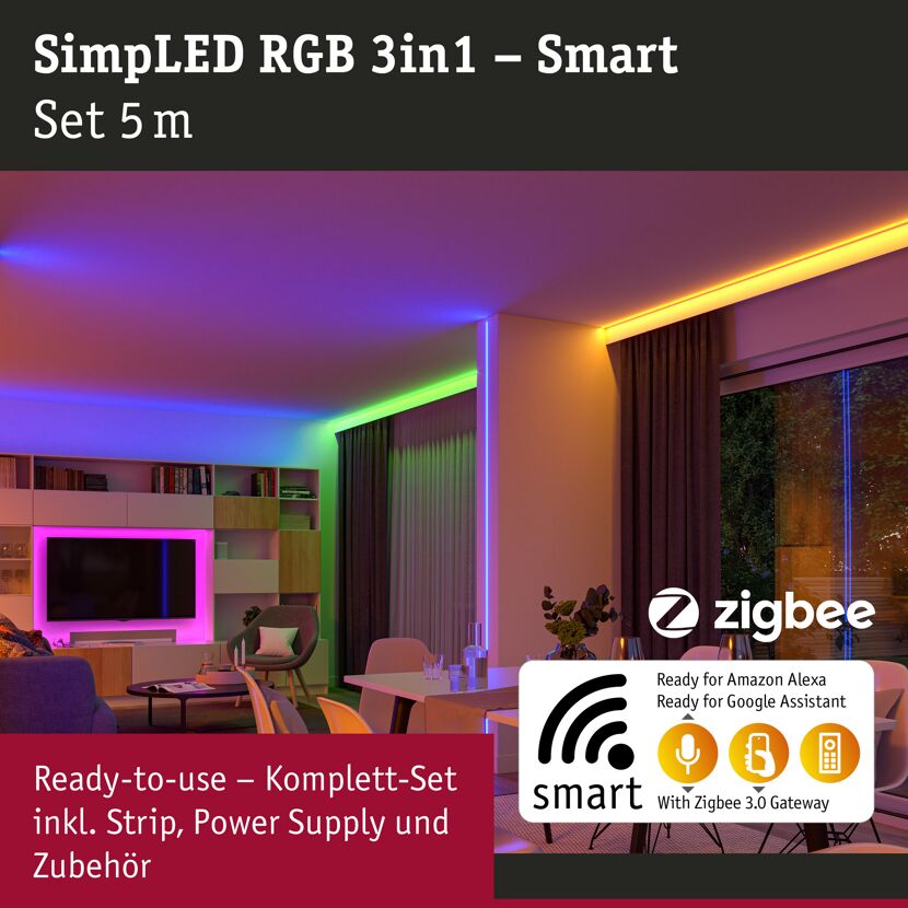 LED-Strip 'SimpLED Zigbee 3.0 RGB' 5 m 20 W weiß