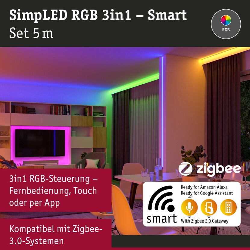 LED-Strip 'SimpLED Zigbee 3.0 RGB' 5 m 20 W weiß