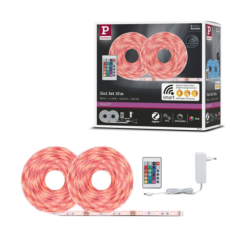 LED-Strip 'SimpLED Zigbee 3.0 RGB' 10 m 26 W weiß