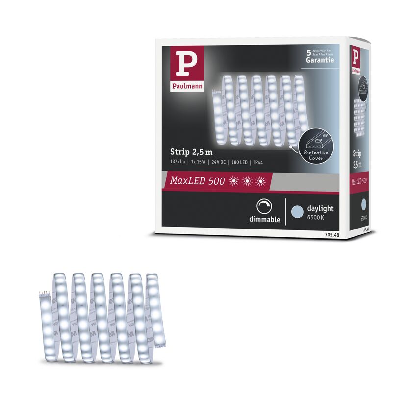 LED-Strip 'MaxLED 500 Daylight' 2,5 m 15 W beschichtet silber