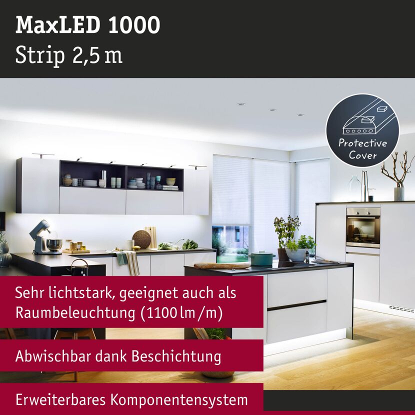 LED-Strip 'MaxLED 1000 Daylight' 2,5 m, 29 W beschichtet silber